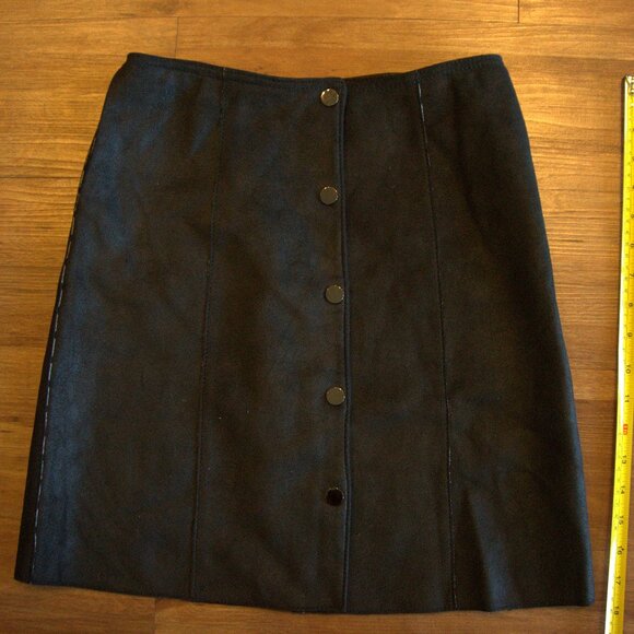 Suede/Lambskin Black Mini Skirt - Picture 1 of 6